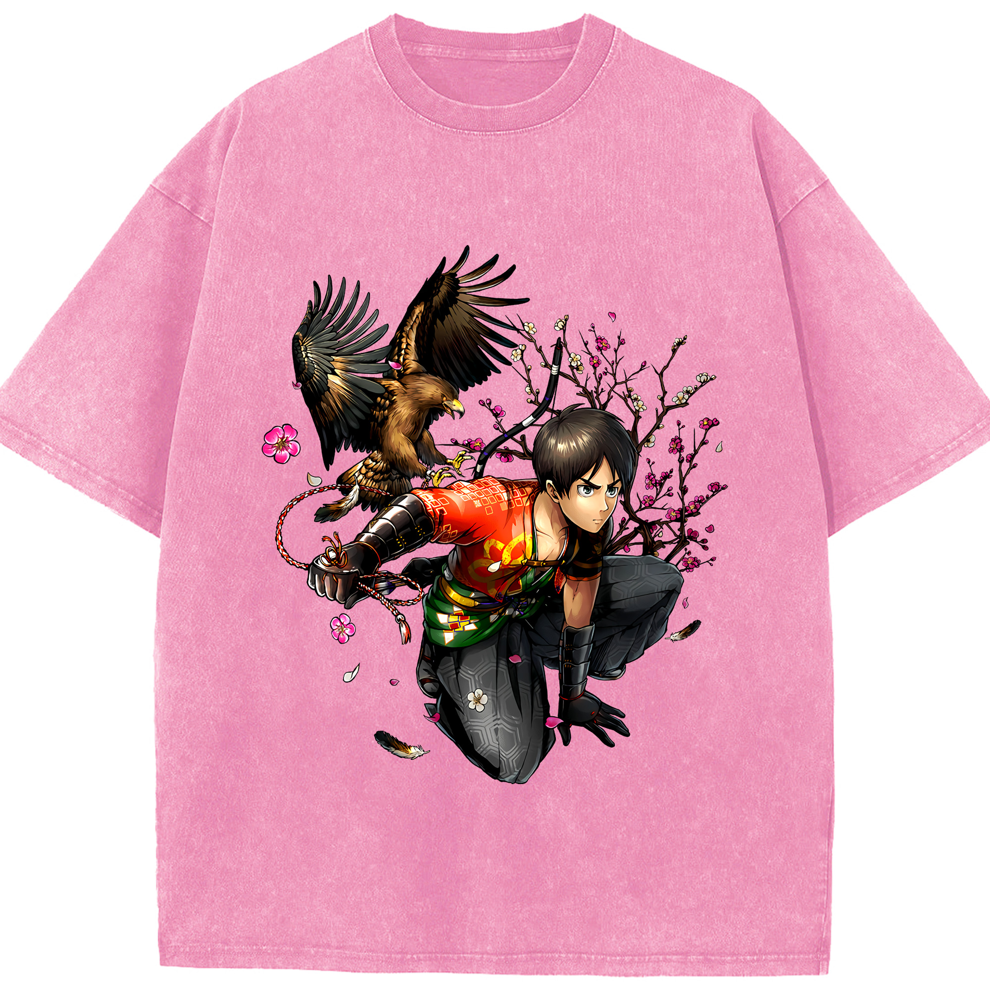 （画像用） 進撃の巨人 エレン･イェーガー Attack on Titan Eren Jäger 綿100% ヴィンテージ風 半袖Tシャツ（フロントプリント）